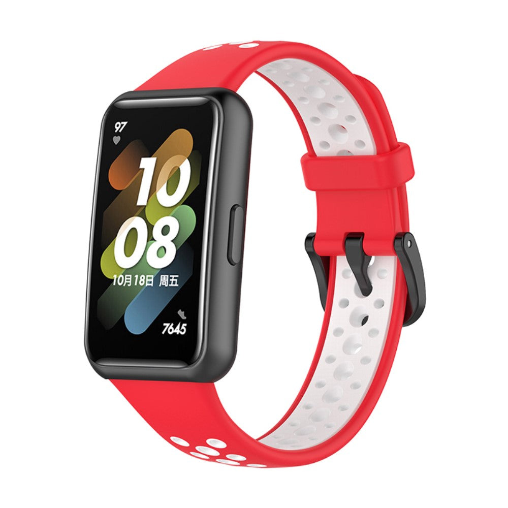 Huawei Band 7 dual color silicone watch strap - Red / White