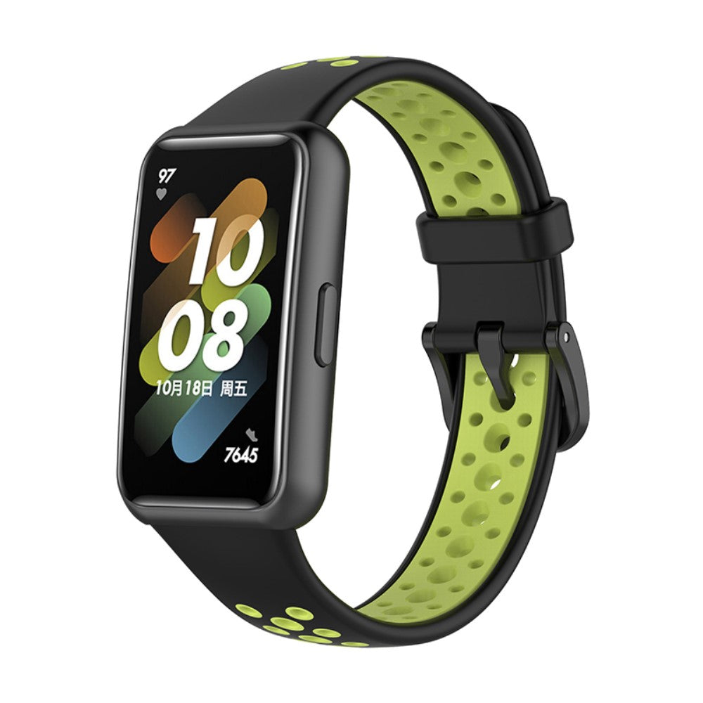 Huawei Band 7 dual color silicone watch strap - Black / Lime