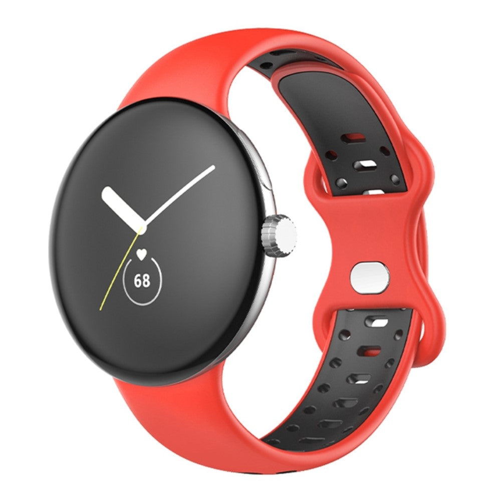 Google Pixel Watch dual color silicone watch strap - Red / Black