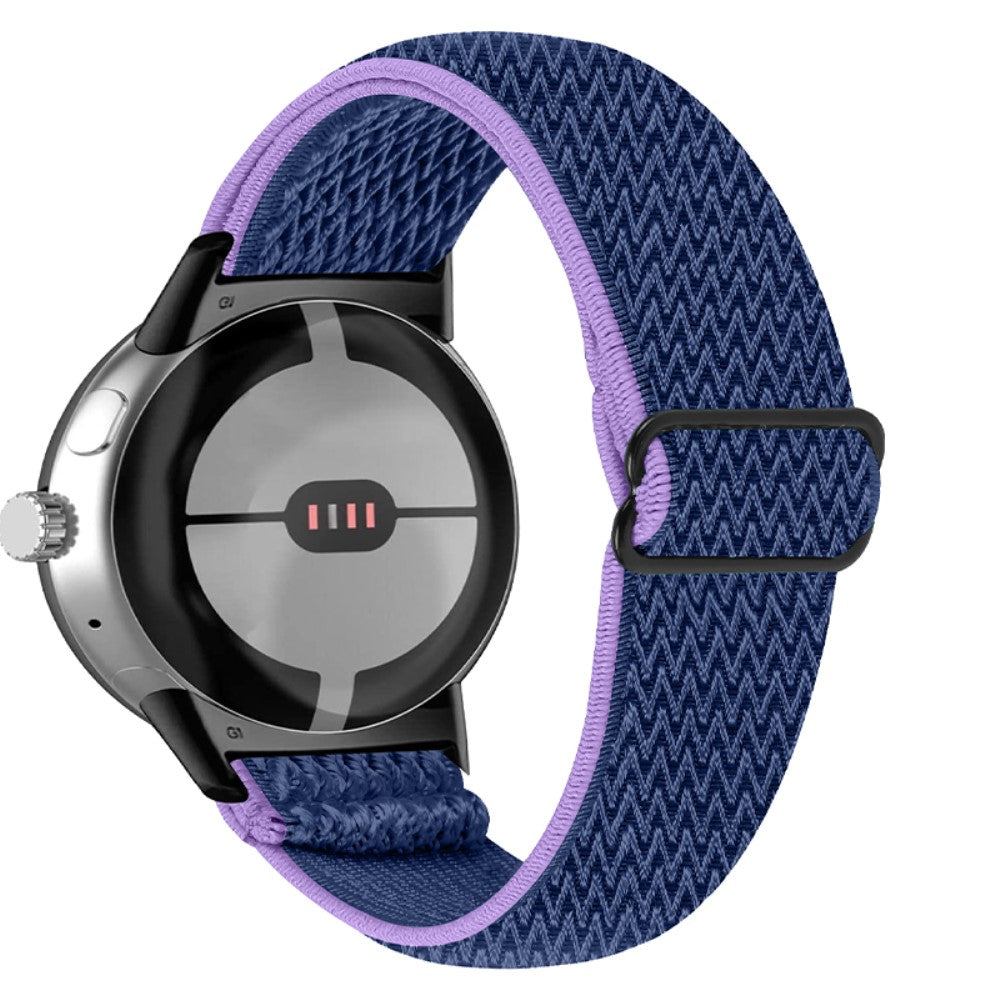 Elastic woven style watch strap for Google Pixel Watch with black connector - Purple / Blue