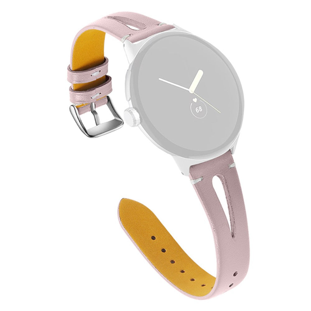 Google Pixel Watch genuine leather watch strap with rose gold connector - Pink