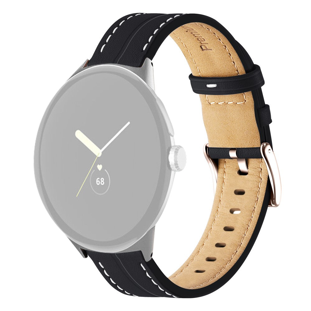 Genuine leather watch strap for Google Pixel Watch - Black