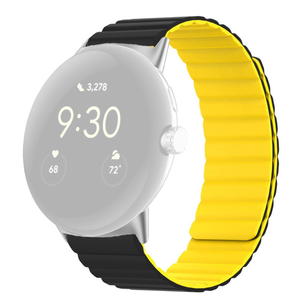 Google Pixel Watch simple silicone watch strap - Black / Yellow