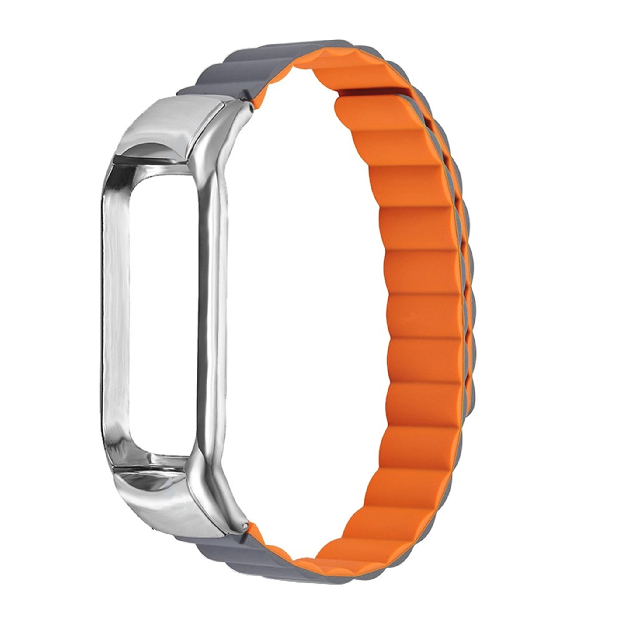 Xiaomi Mi Smart Band 6 / 5 stylish silicone watch strap - Grey / Orange