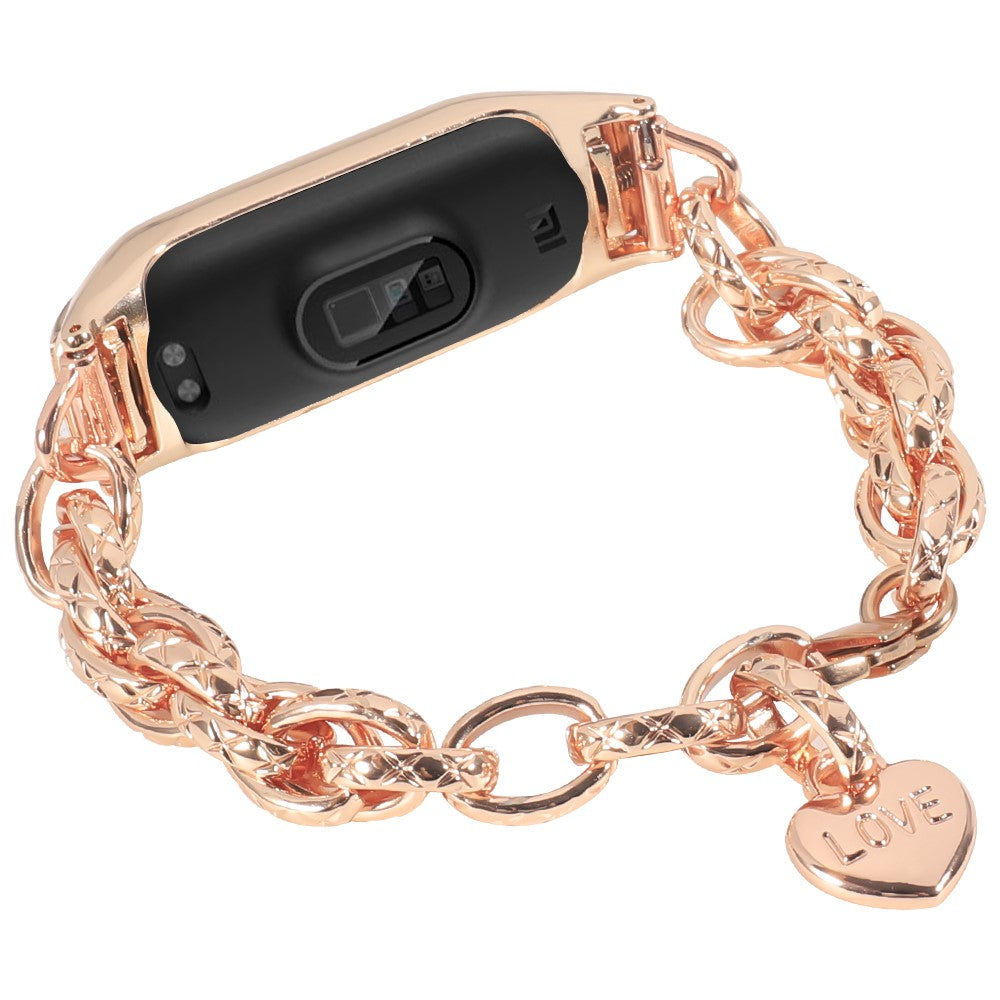 Xiaomi Mi Smart Band 6 / 5 heart-shaped stainless steel watch strap - Rose Gold