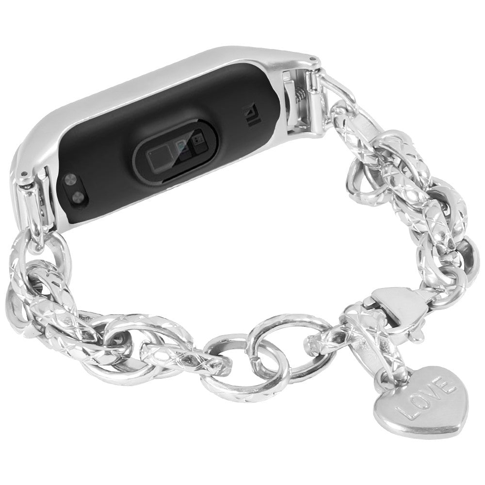 Xiaomi Mi Smart Band 6 / 5 heart-shaped stainless steel watch strap - Silver