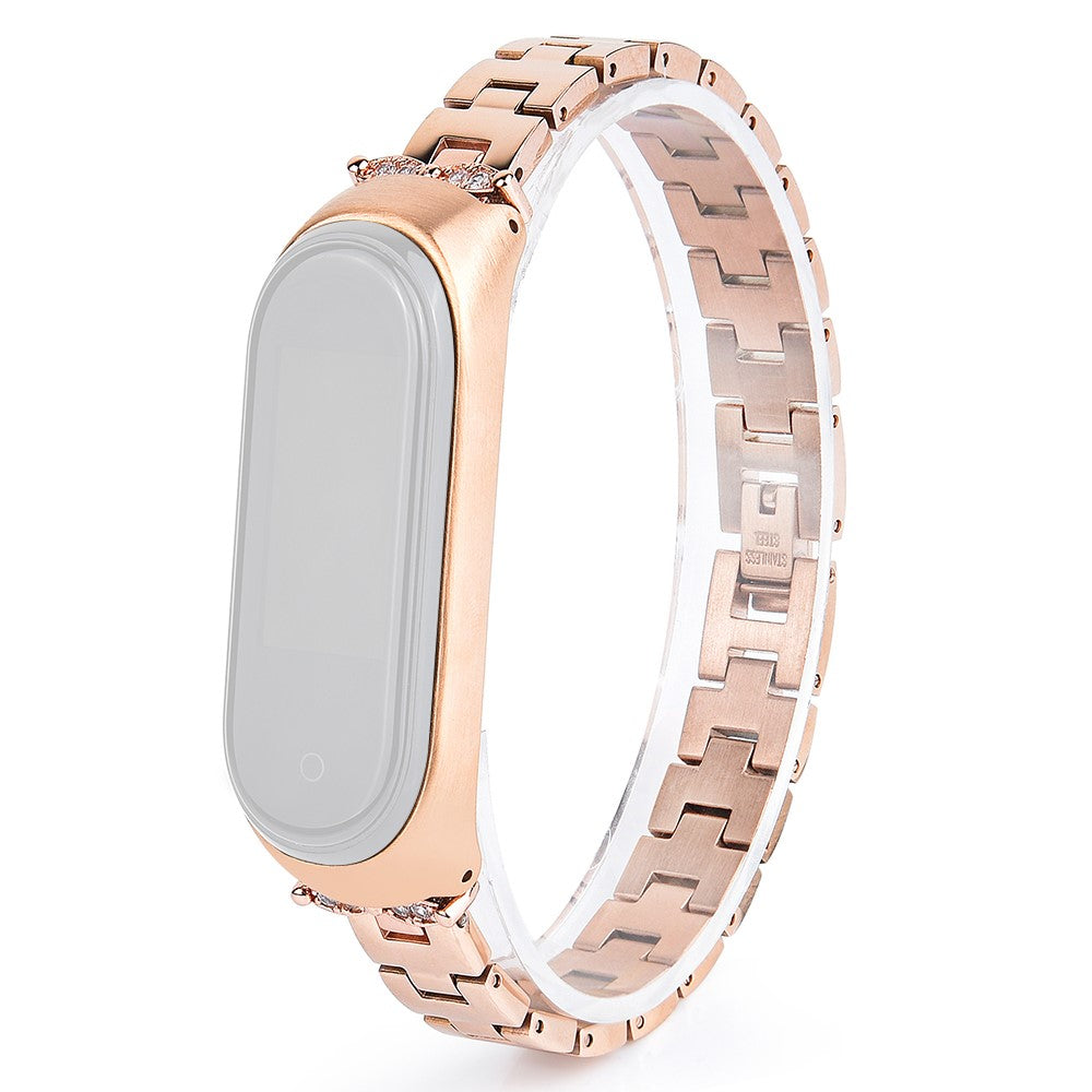 Xiaomi Mi Smart Band 6 / 5 bling rhinestone décor stainless steel watch strap - Gold