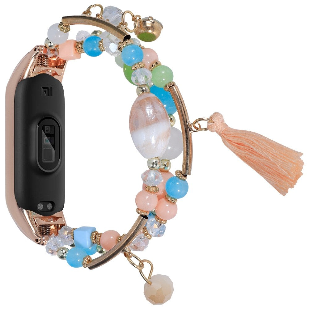 Xiaomi Mi Smart Band 6 / 5 stylish beads and tassel watch strap - Pink