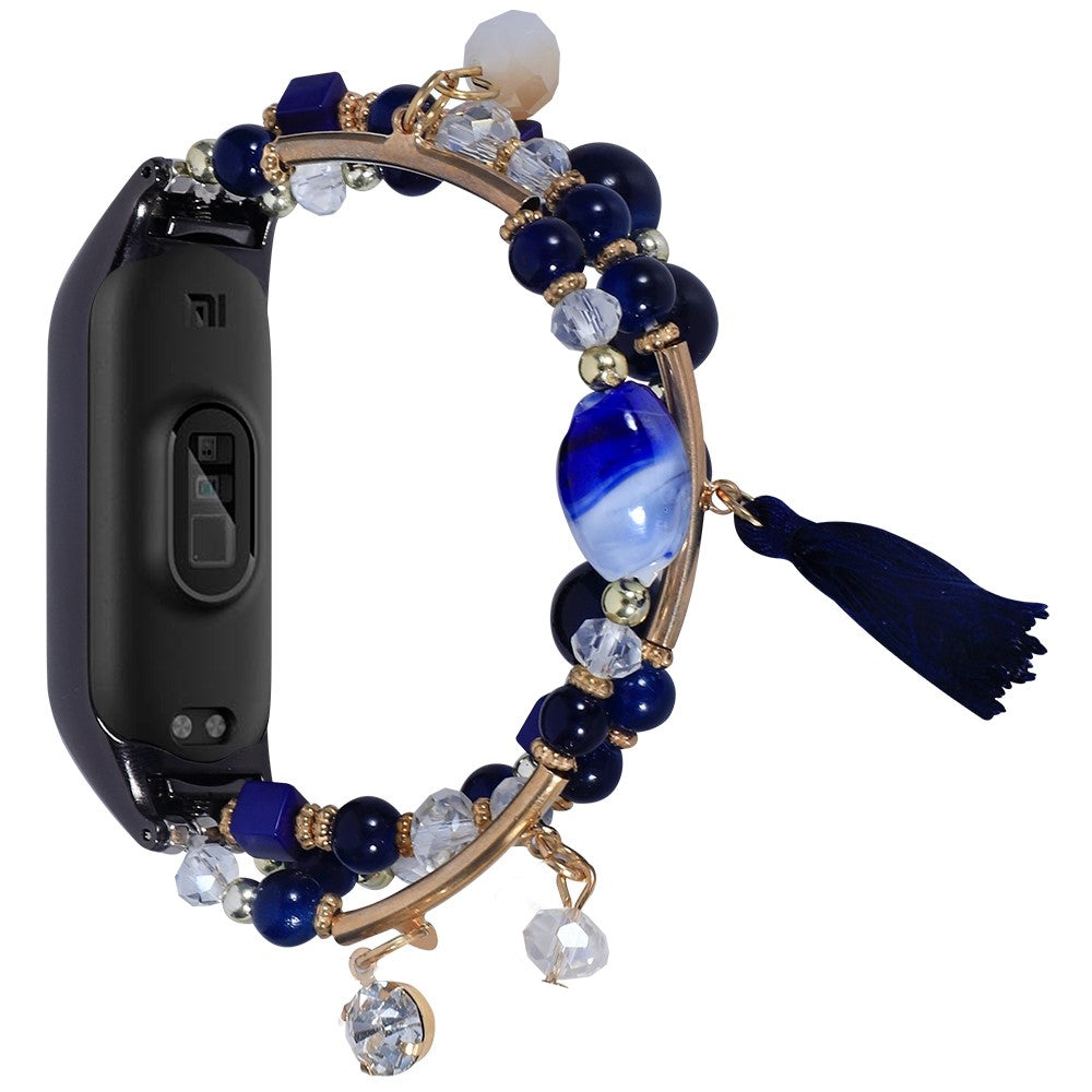 Xiaomi Mi Smart Band 6 / 5 stylish beads and tassel watch strap - Blue