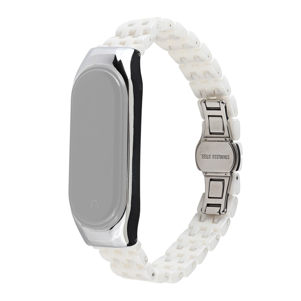 Xiaomi Mi Smart Band 6 / 5 ceramic style stainless steel watch strap - Five Beads White