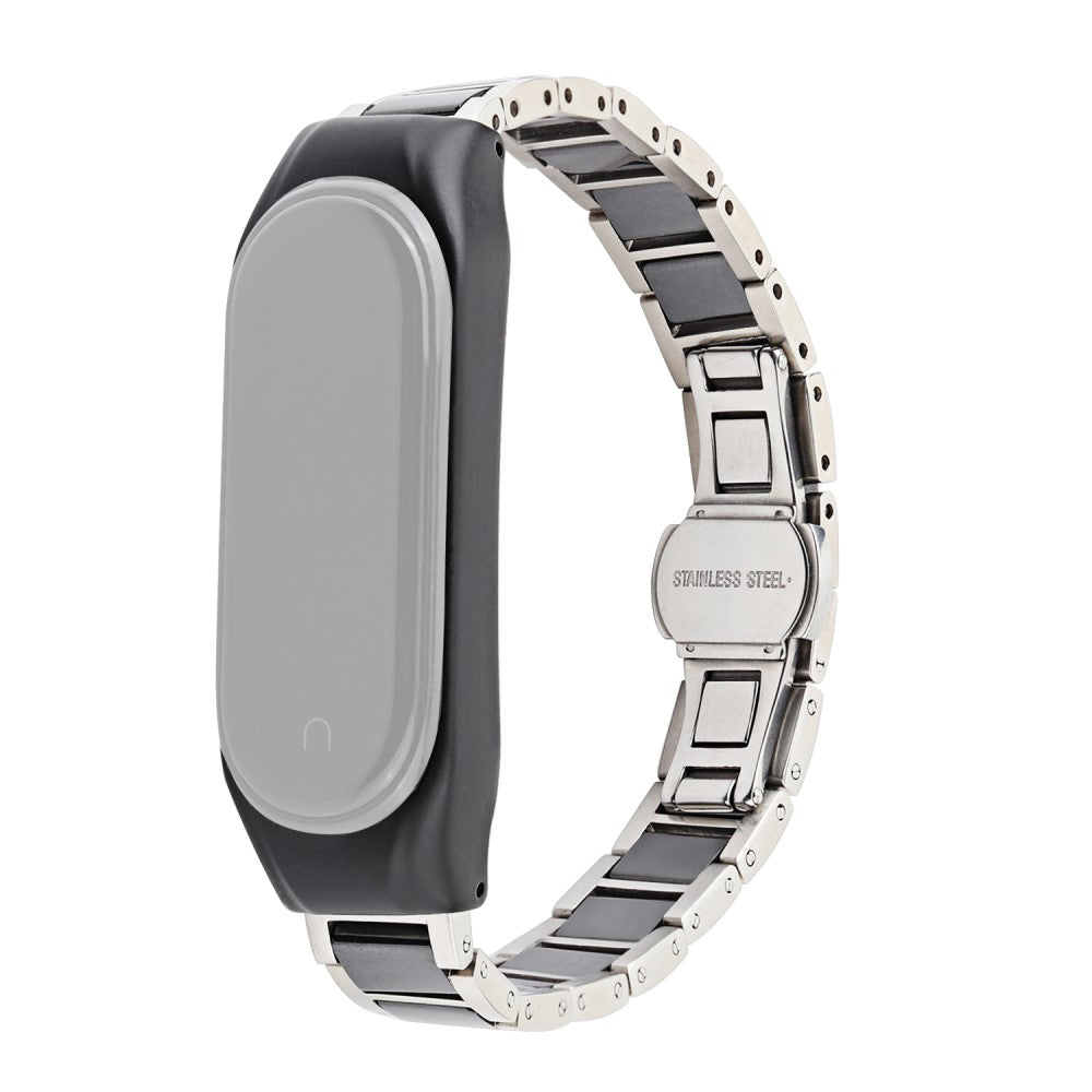 Xiaomi Mi Smart Band 6 / 5 ceramic style stainless steel watch strap - Three Beads Black