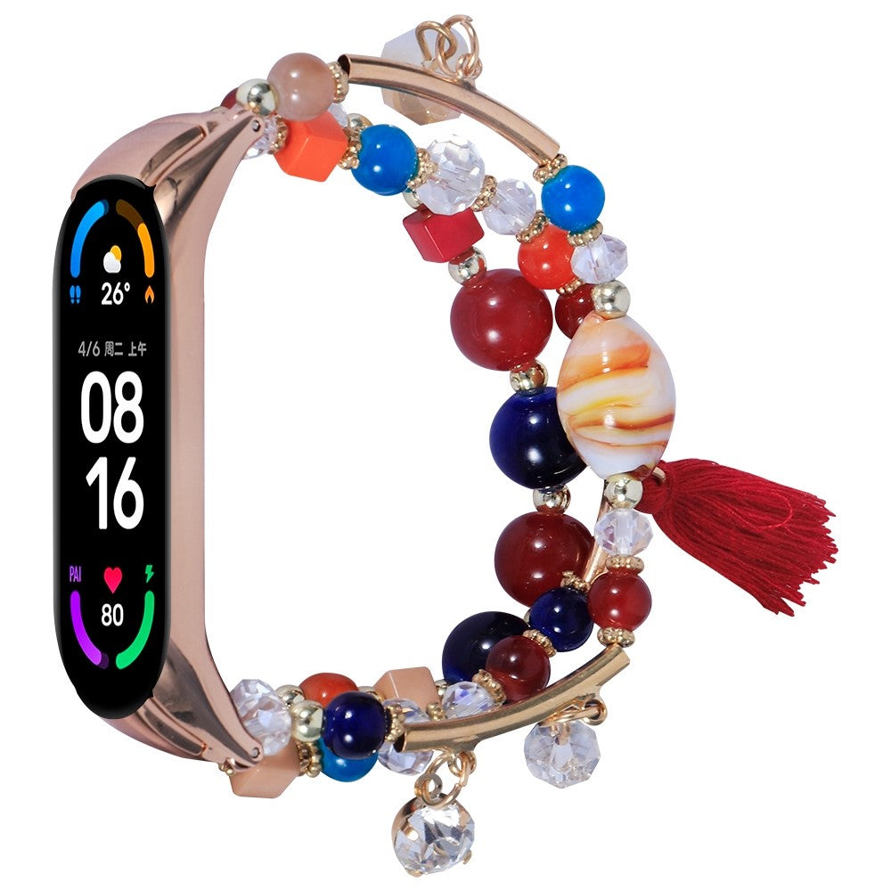 Xiaomi Mi Smart Band 7 stylish beads and tassel watch strap - Colorful