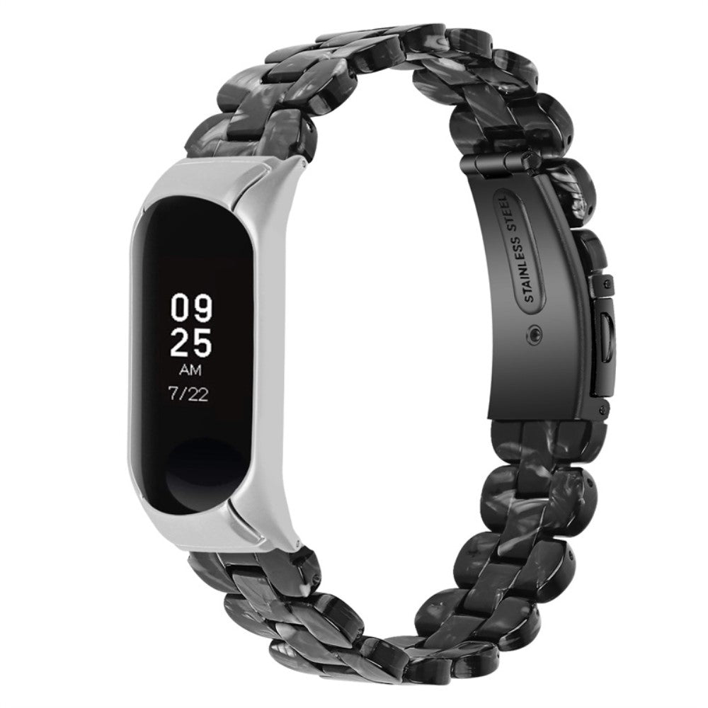 Xiaomi Mi Band 7 resin style stainless steel watch strap - Black Flower