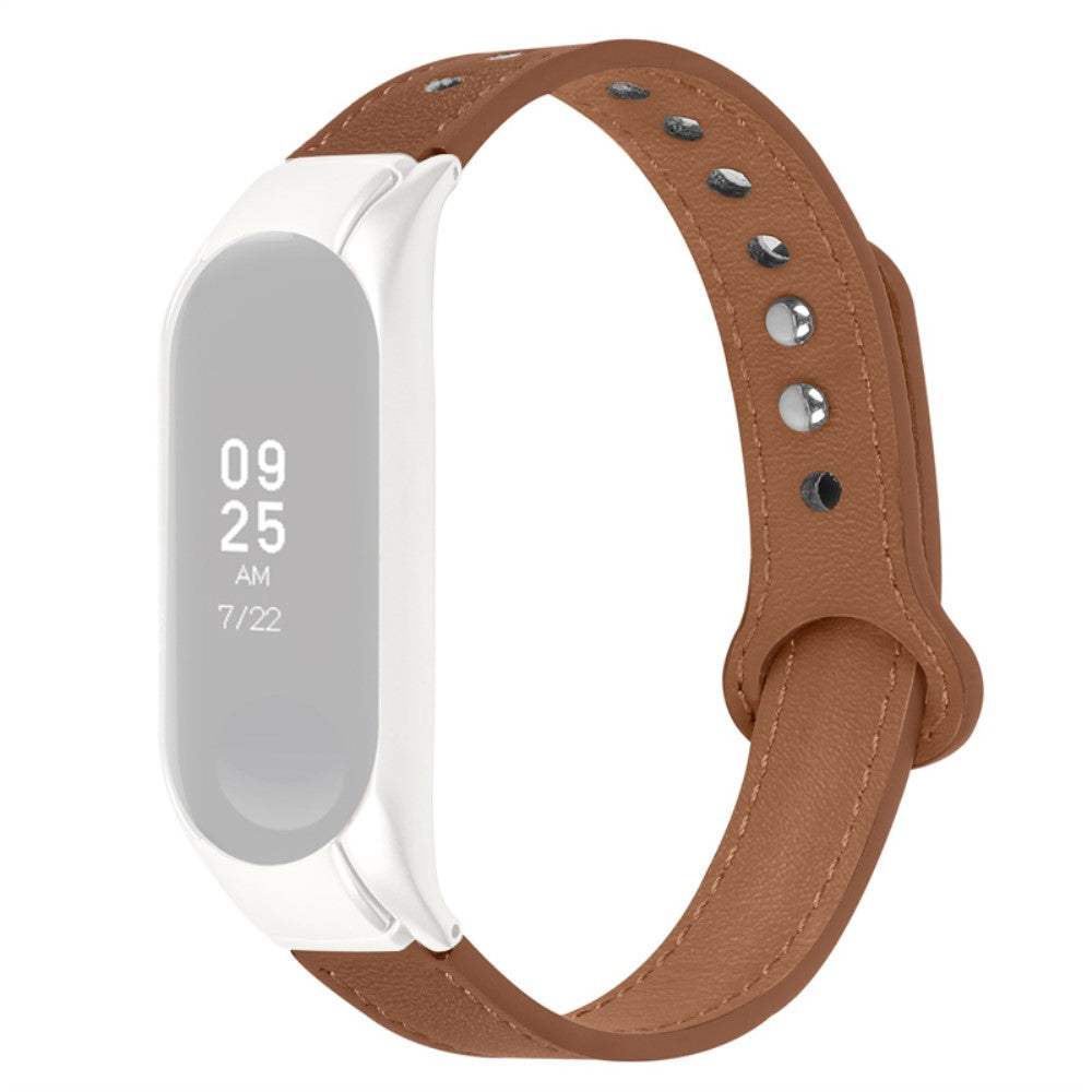 Xiaomi Mi Band 7 cowhide leather watch strap with rose gold cover - Brown