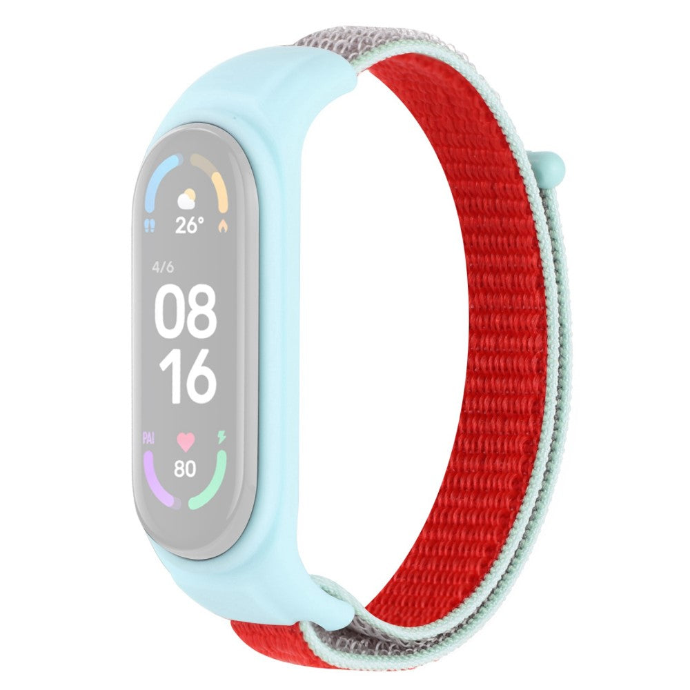 Xiaomi Mi Band 7 / 6 / 5 nylon watch strap with silicone cover - Red / Grey