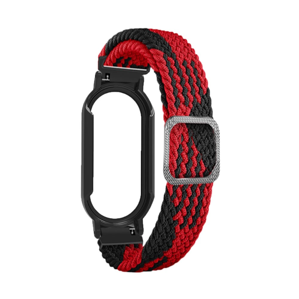 Xiaomi Mi Band 7 nylon watch strap and cover with tempered glass - Red Black / Black