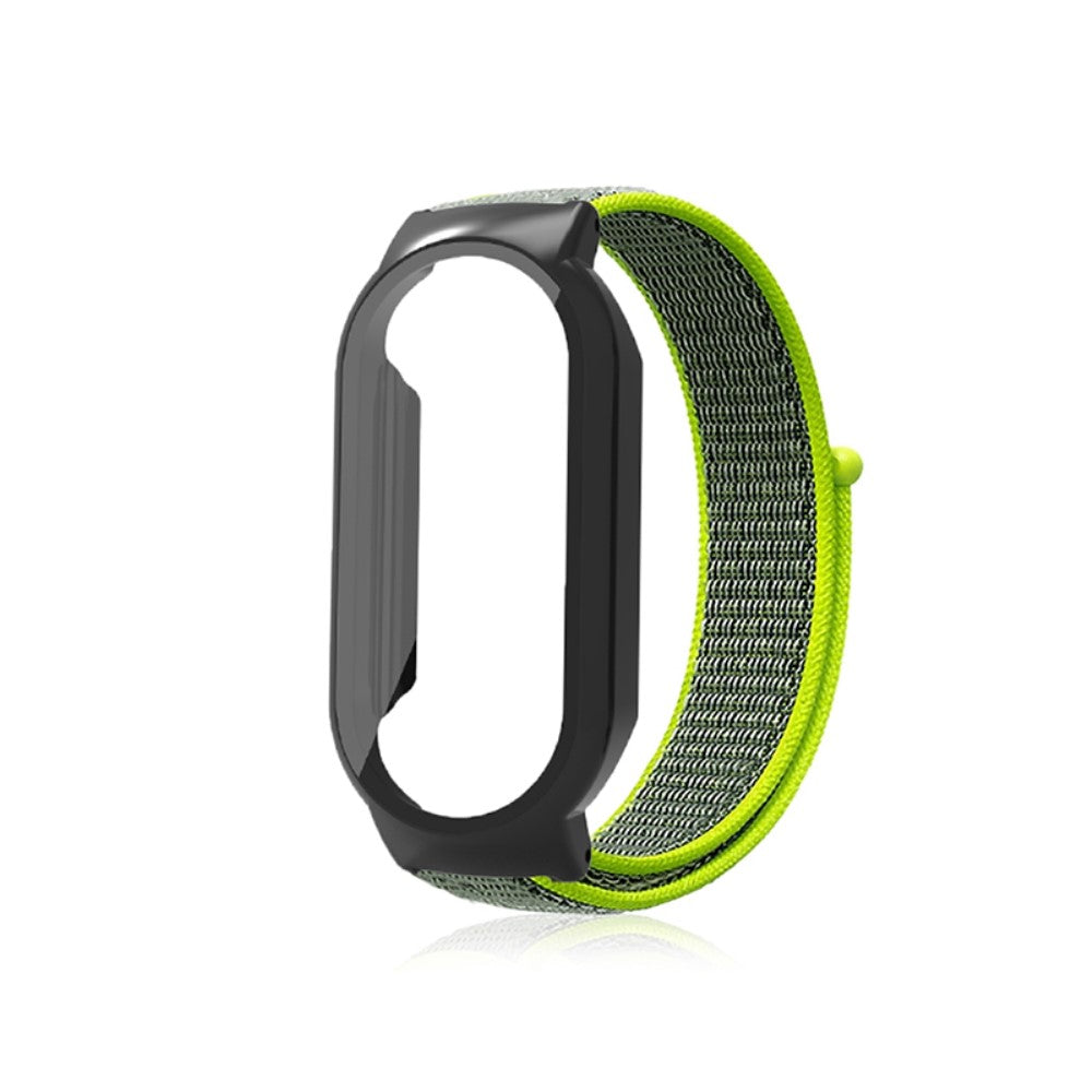 Xiaomi Mi Band 7 nylon watch strap with cover and tempered glass - Yellowgreen / Black