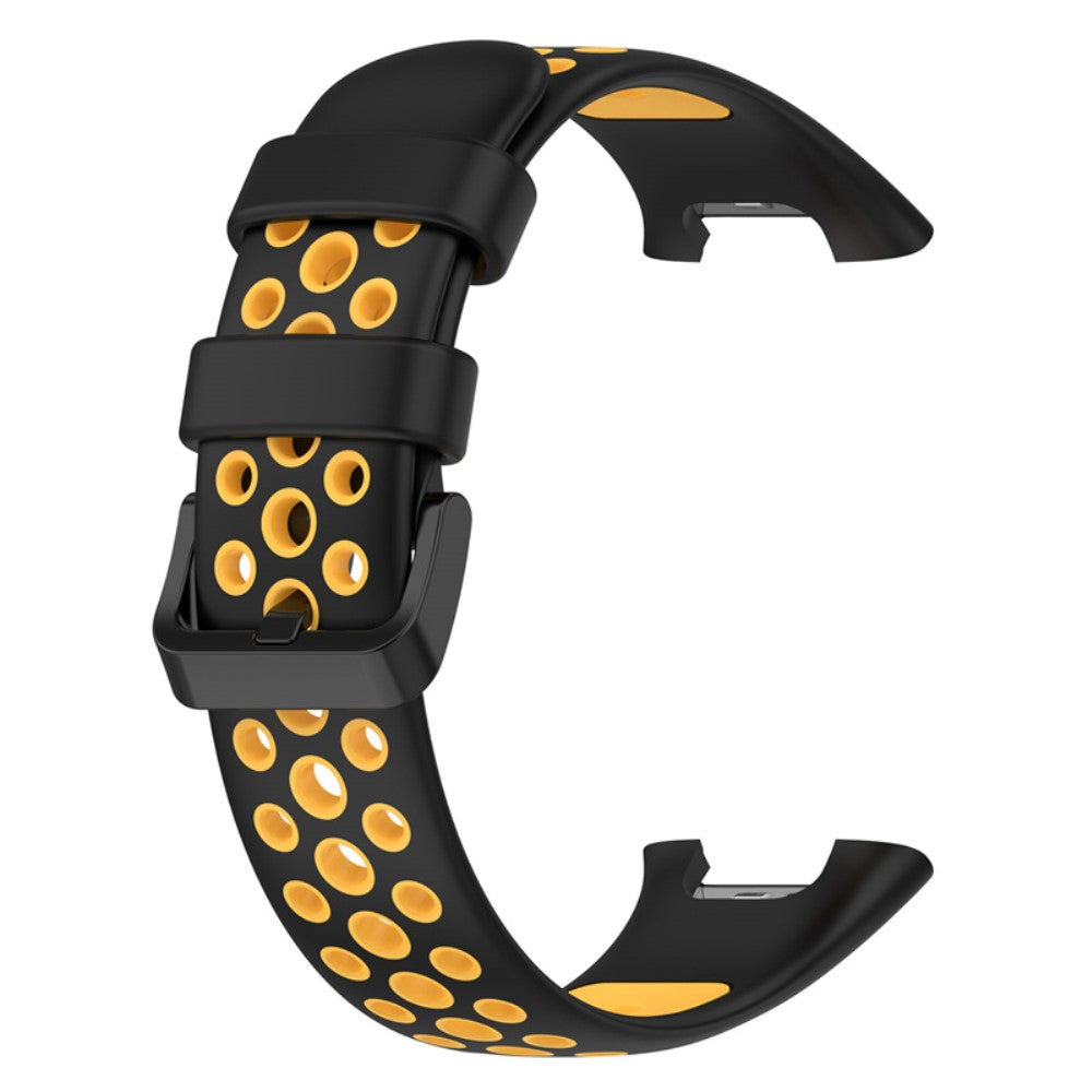 Dual color silicone watch strap for Xiaomi Mi Band 7 Pro - Black / Yellow