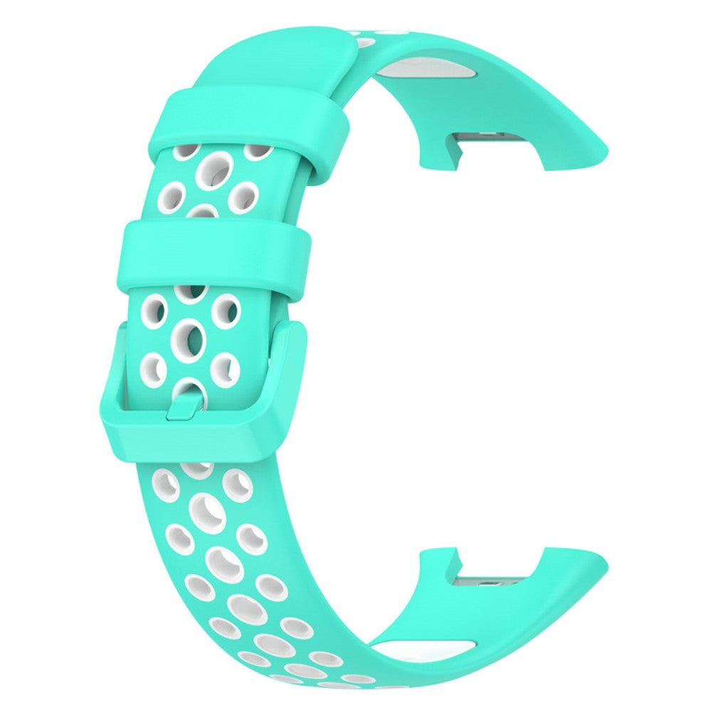 Dual color silicone watch strap for Xiaomi Mi Band 7 Pro - Cyan / White