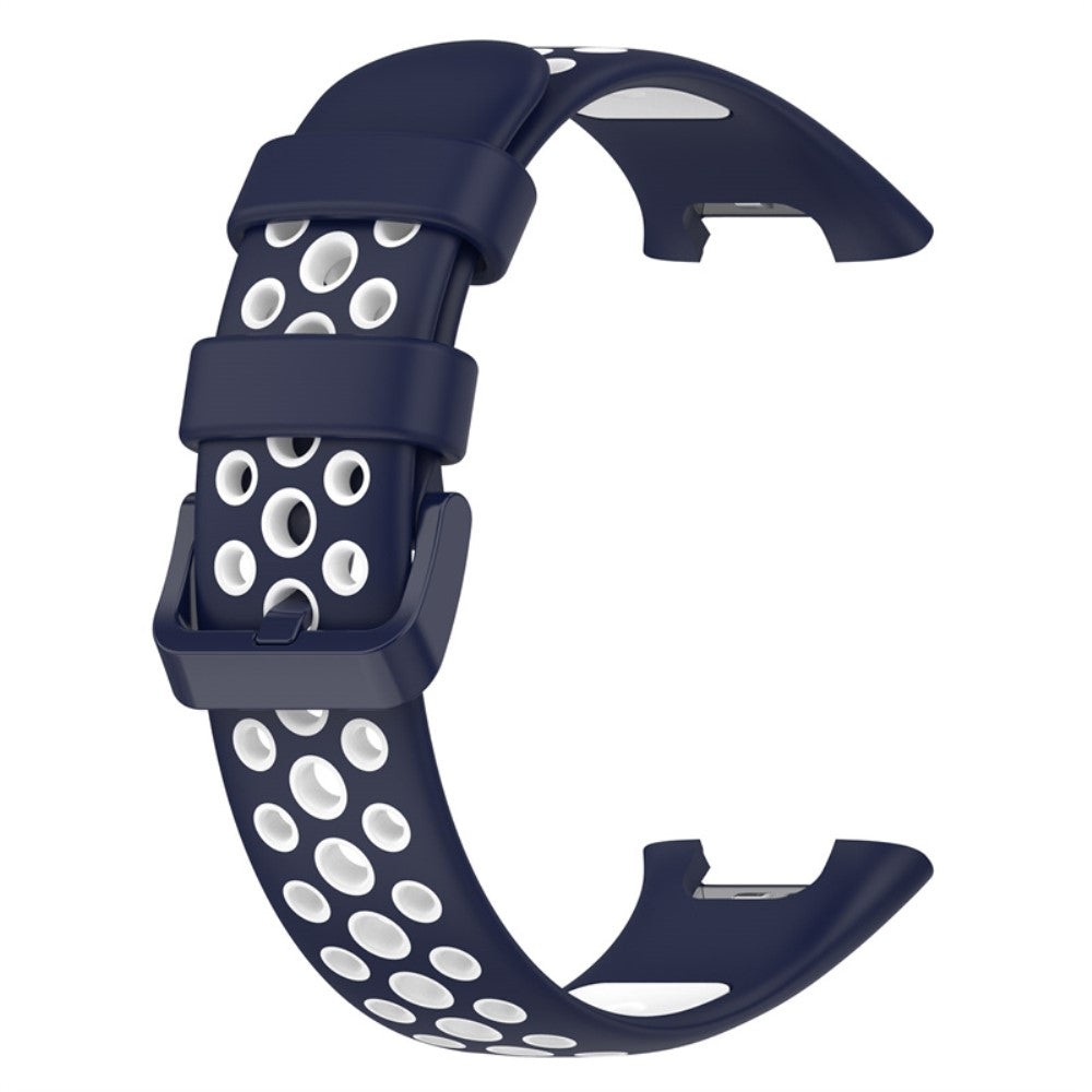 Dual color silicone watch strap for Xiaomi Mi Band 7 Pro - Midnight Blue / White