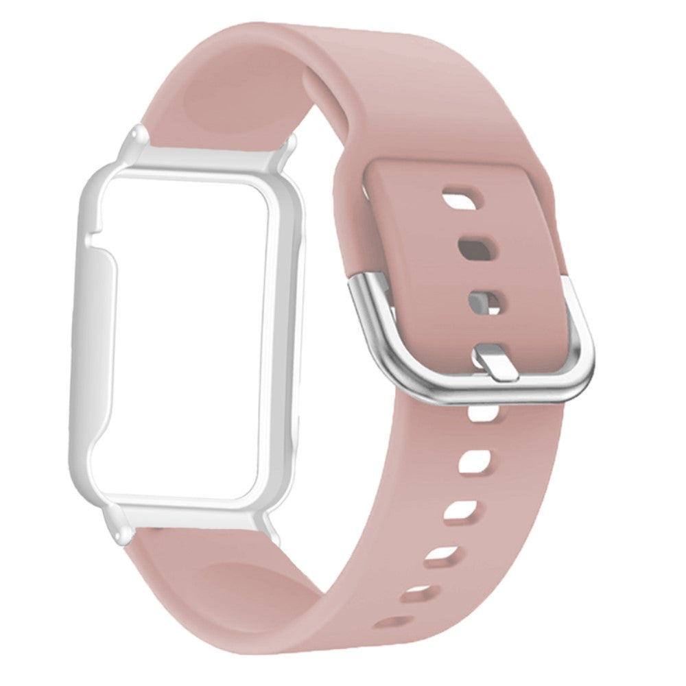 Silicone watch strap with cover for Xiaomi Mi Band 7 Pro - Pink / White