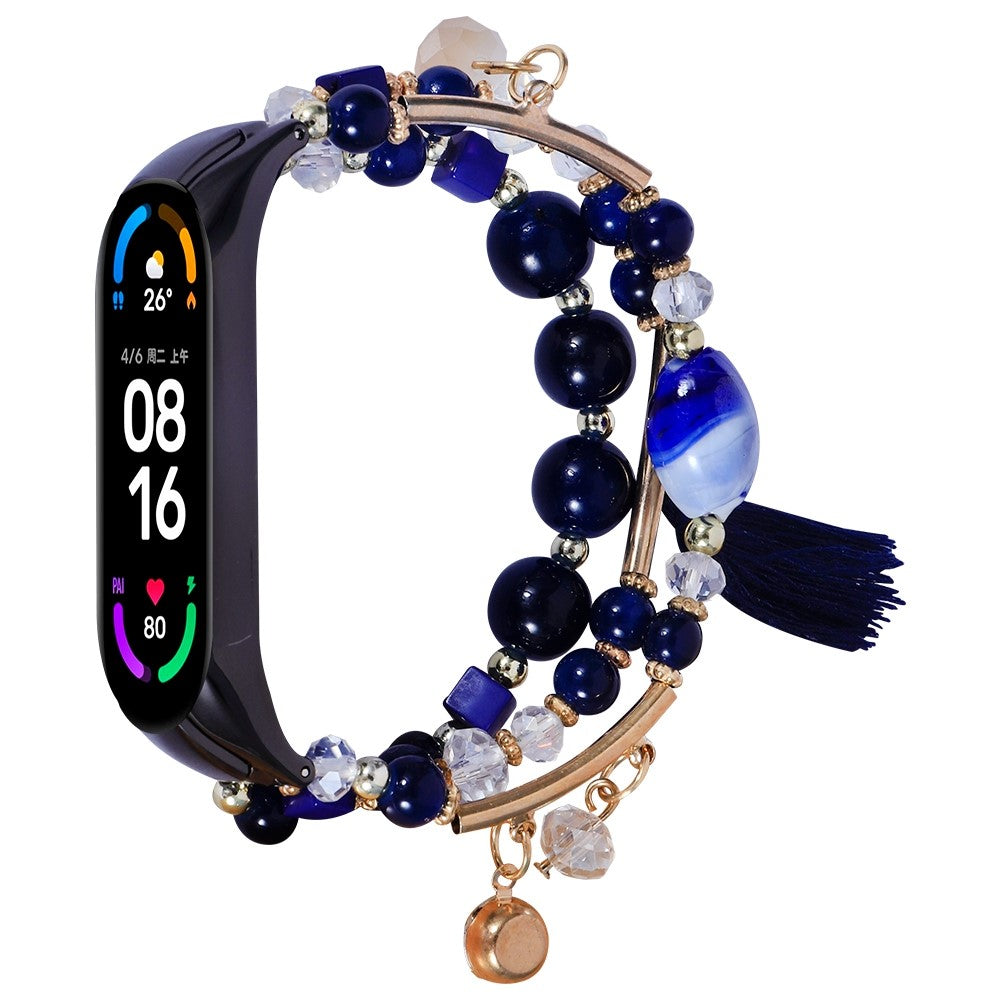 Xiaomi Mi Smart Band 4 / 3 stylish beads and tassel watch strap - Blue