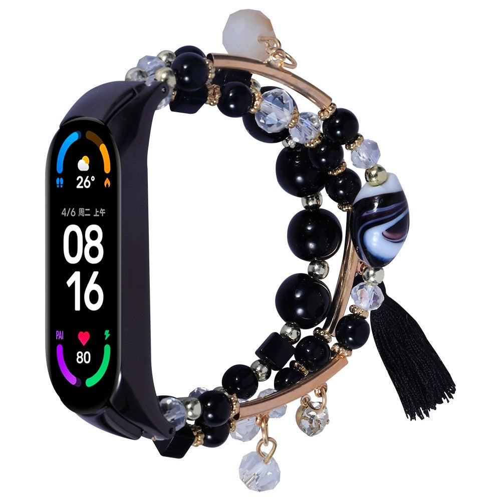 Xiaomi Mi Smart Band 4 / 3 stylish beads and tassel watch strap - Black