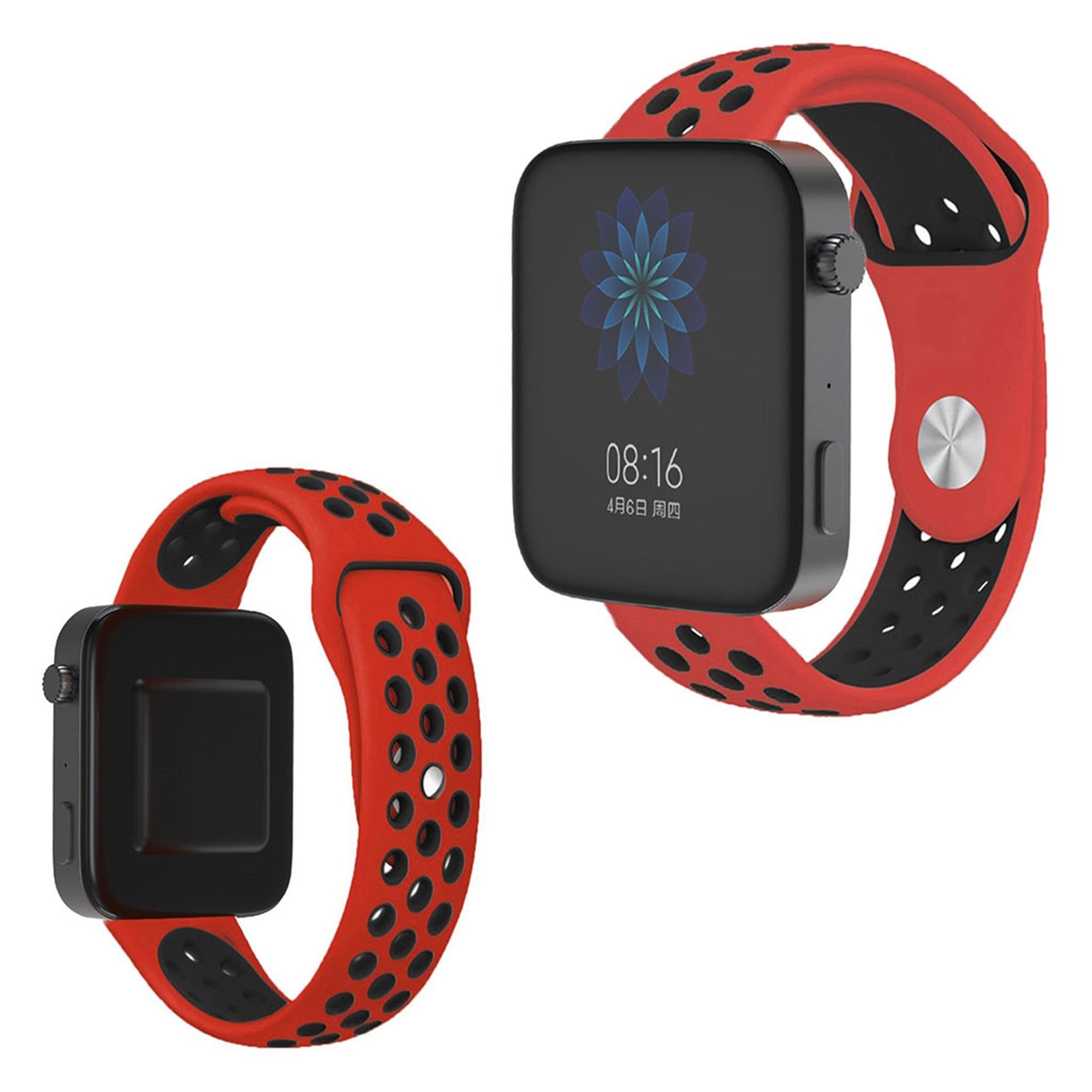 Xiaomi Mi Watch dual color silicone watch band - Red / Black