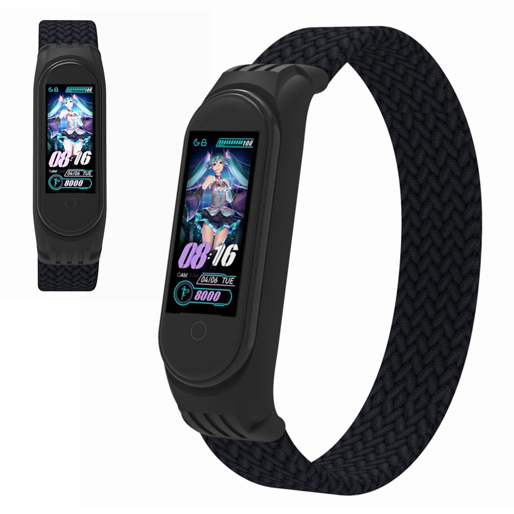 Xiaomi Mi Band 5 / 4 / 3 stylish nylon watch strap - Black / Size: S