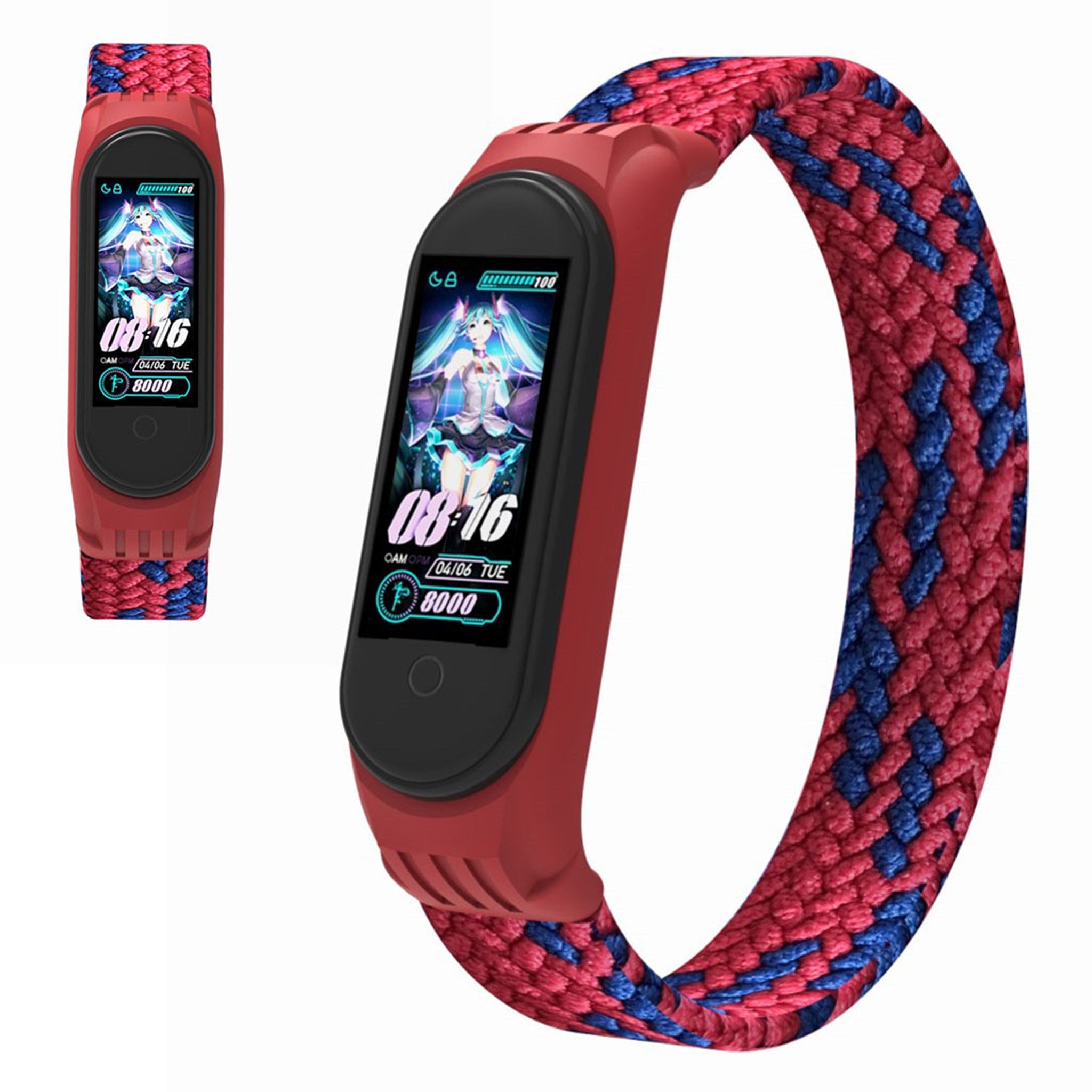 Xiaomi Mi Band 5 / 4 / 3 stylish nylon watch strap - Red / Blue / Size: S