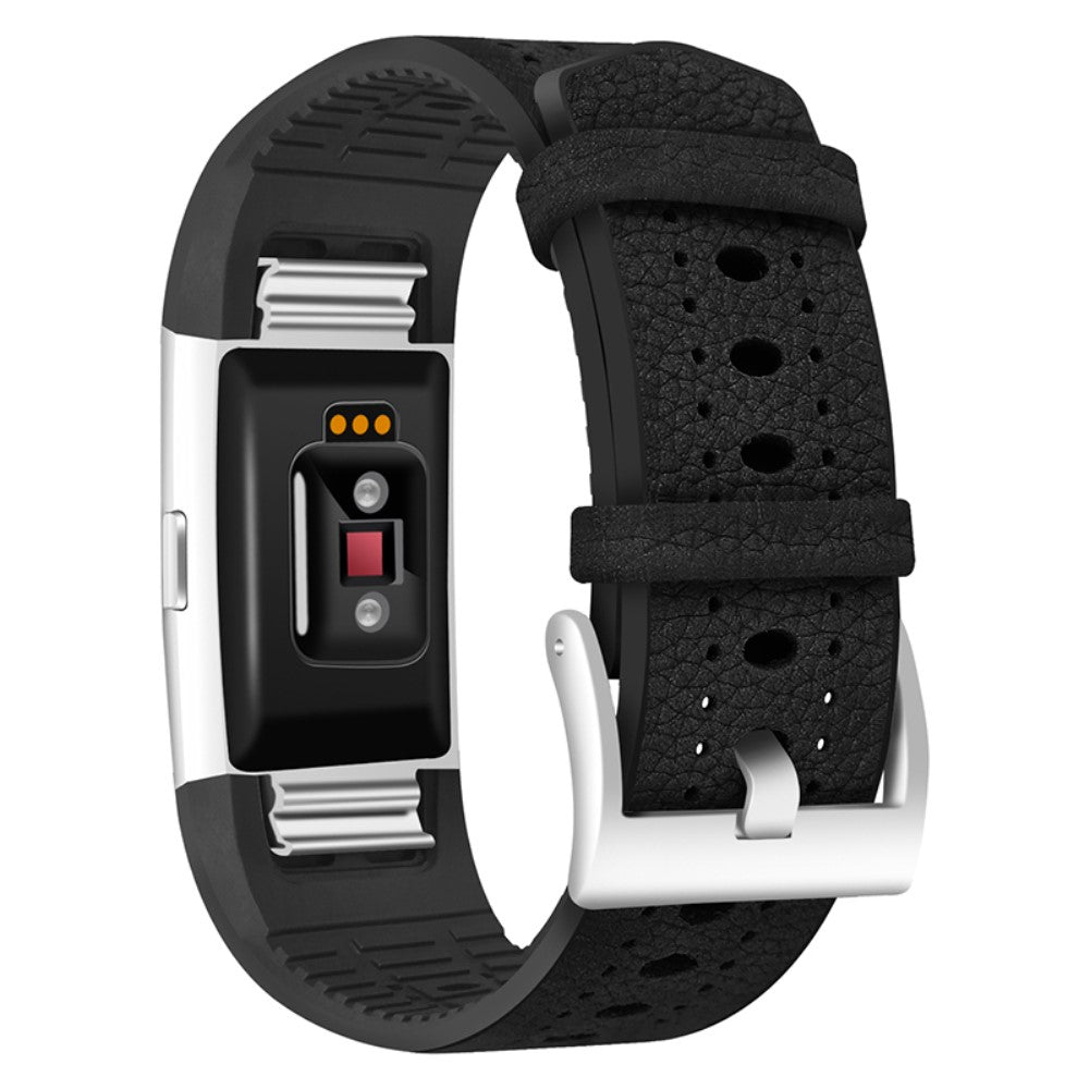 Fitbit Charge 2 cowhide leather watch strap - Black