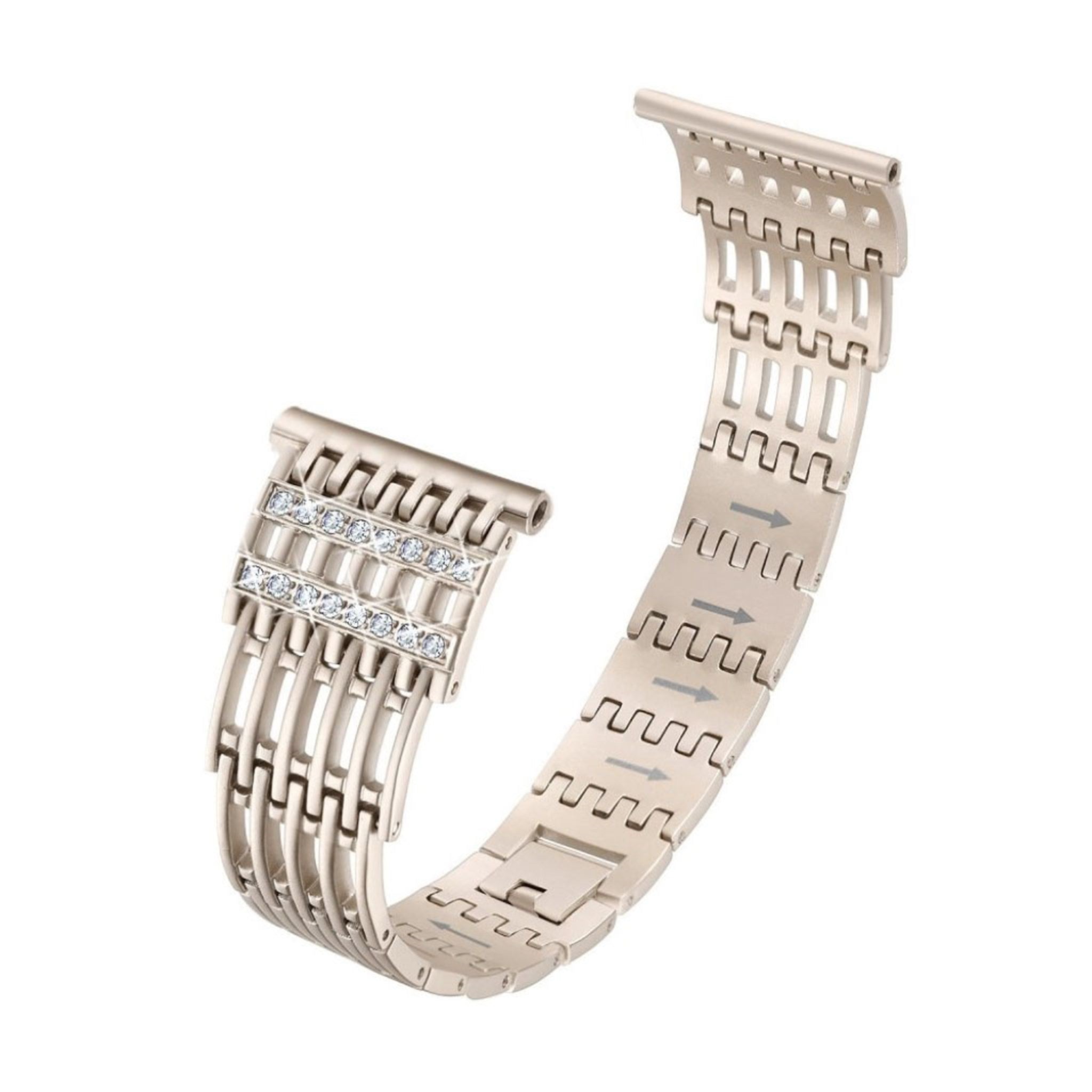 Fitbit Versa stripe rhinestone décor watch strap replacement - Gold