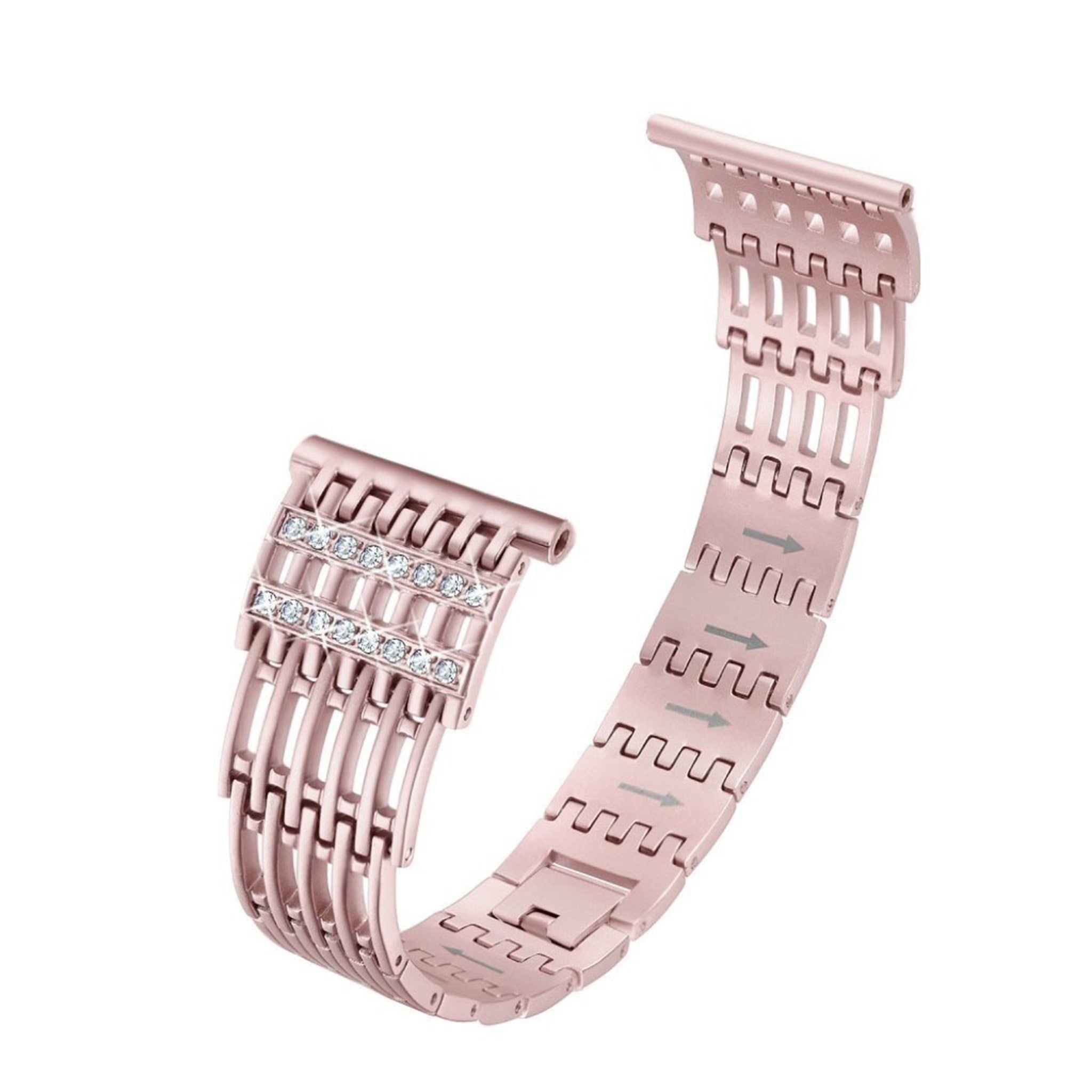 Fitbit Versa stripe rhinestone décor watch strap replacement - Rose Gold