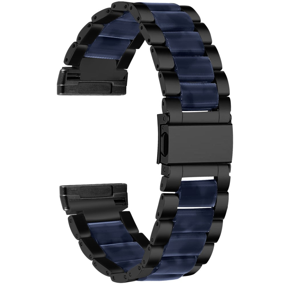 Fitbit Sense / Versa 3 resin in stainless steel watch strap - Black / Dark Blue Splicing