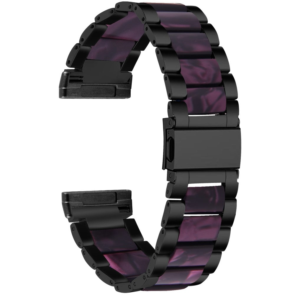 Fitbit Sense / Versa 3 resin in stainless steel watch strap - Black / Purple Splicing