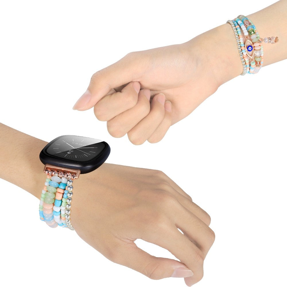 Fitbit Sense / Versa 3 multi-layered bead with eye décor watch strap - Mix Color