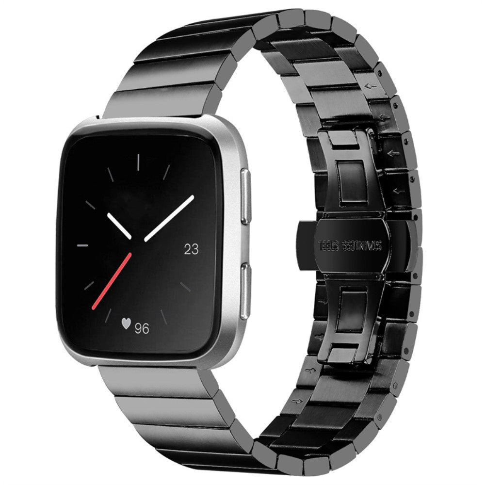 Fitbit Sense / Versa 3 stainless steel buckle design watch strap - Black