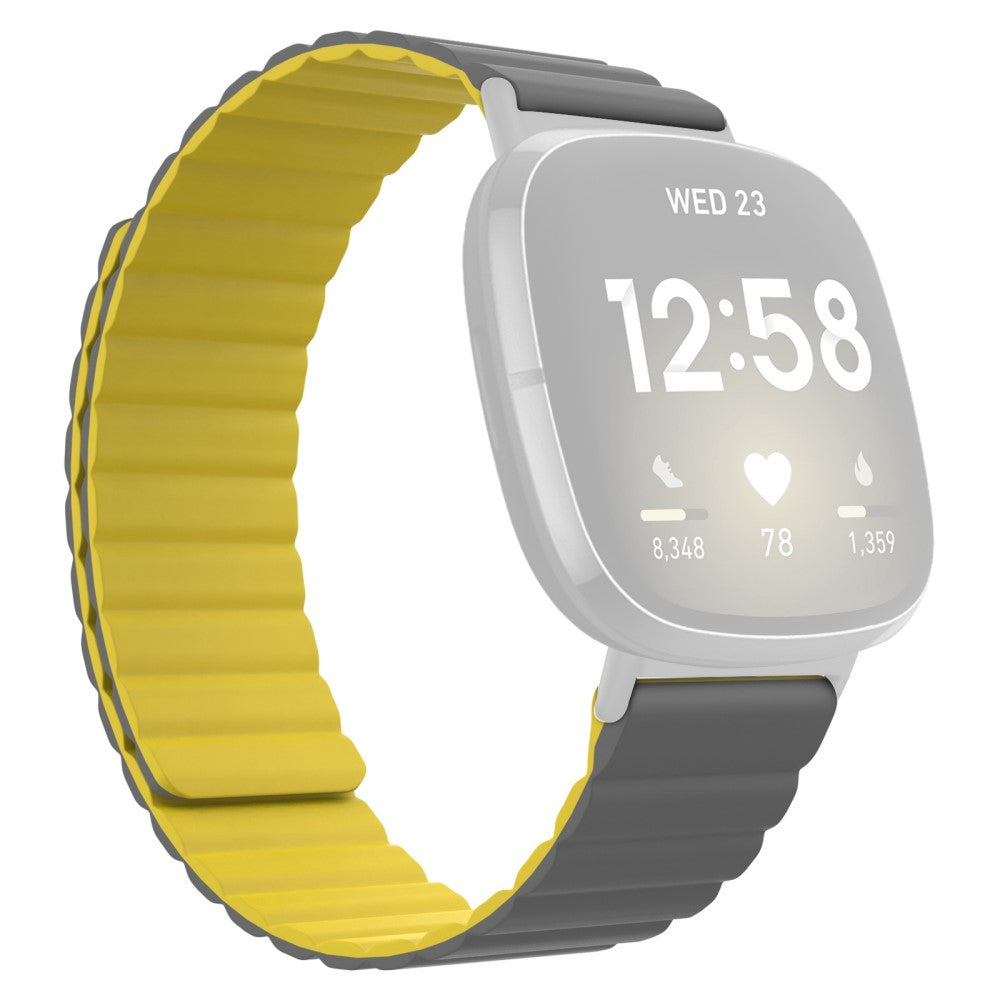 Fitbit Sense / Versa 3 silicone watch strap - Grey / Yellow