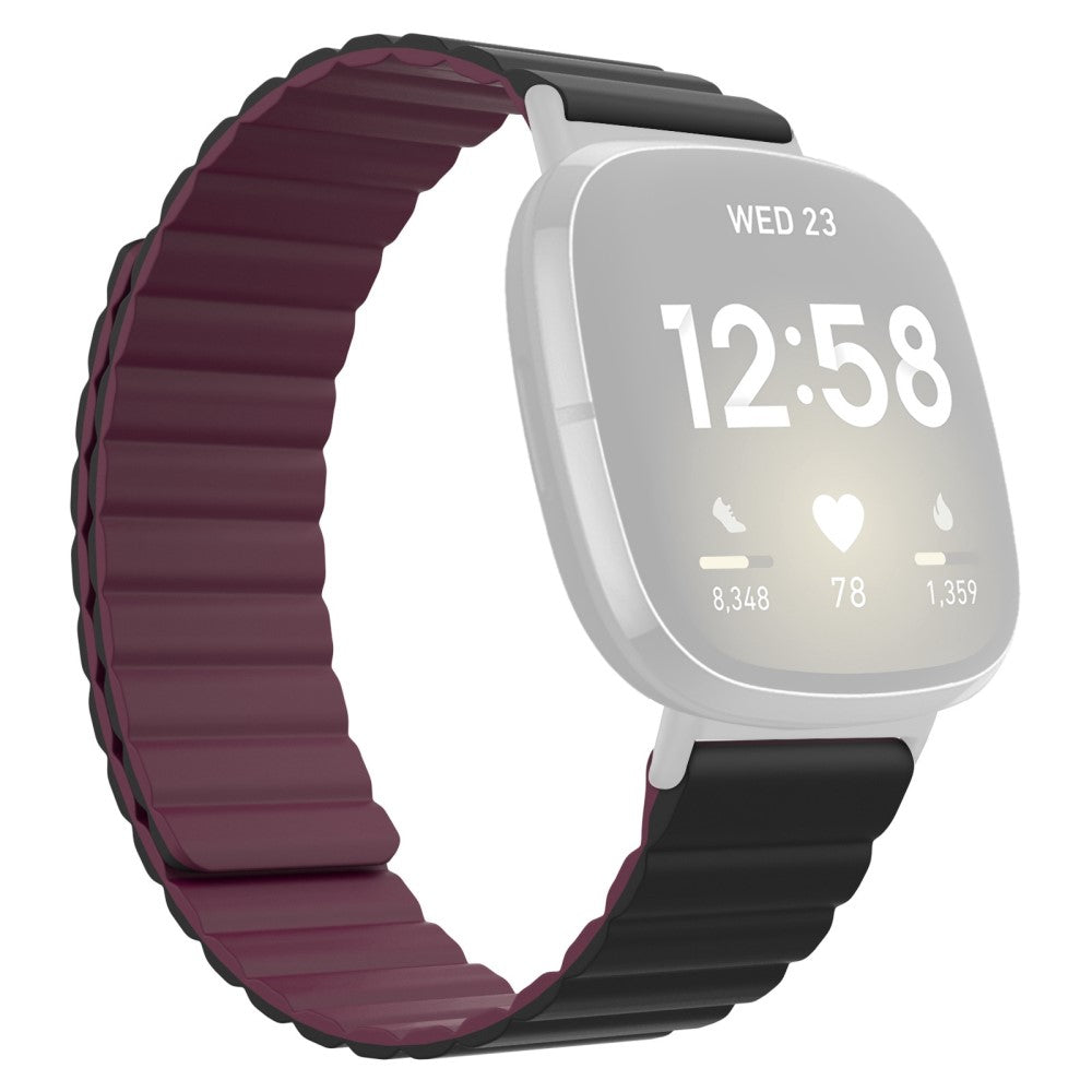 Fitbit Sense / Versa 3 silicone watch strap - Black / Wine Red