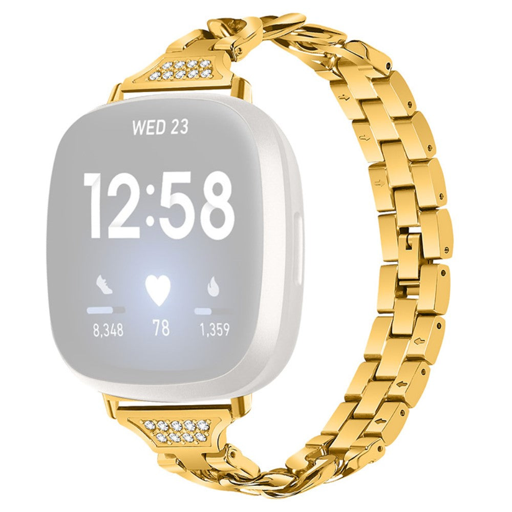 Fitbit Sense / Versa 3 elegant rhinestone décor watch strap - Gold