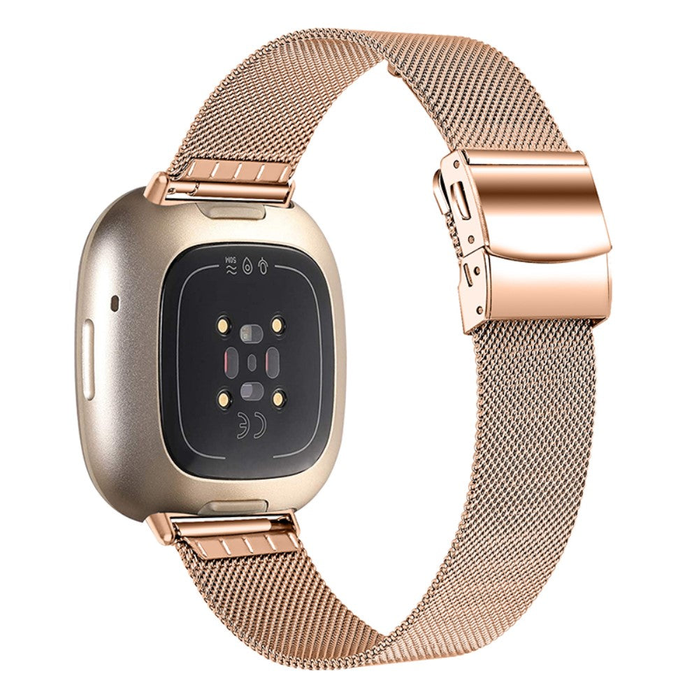 Fitbit Sense / Versa 3 milanese stainless steel watch strap - Rose Gold