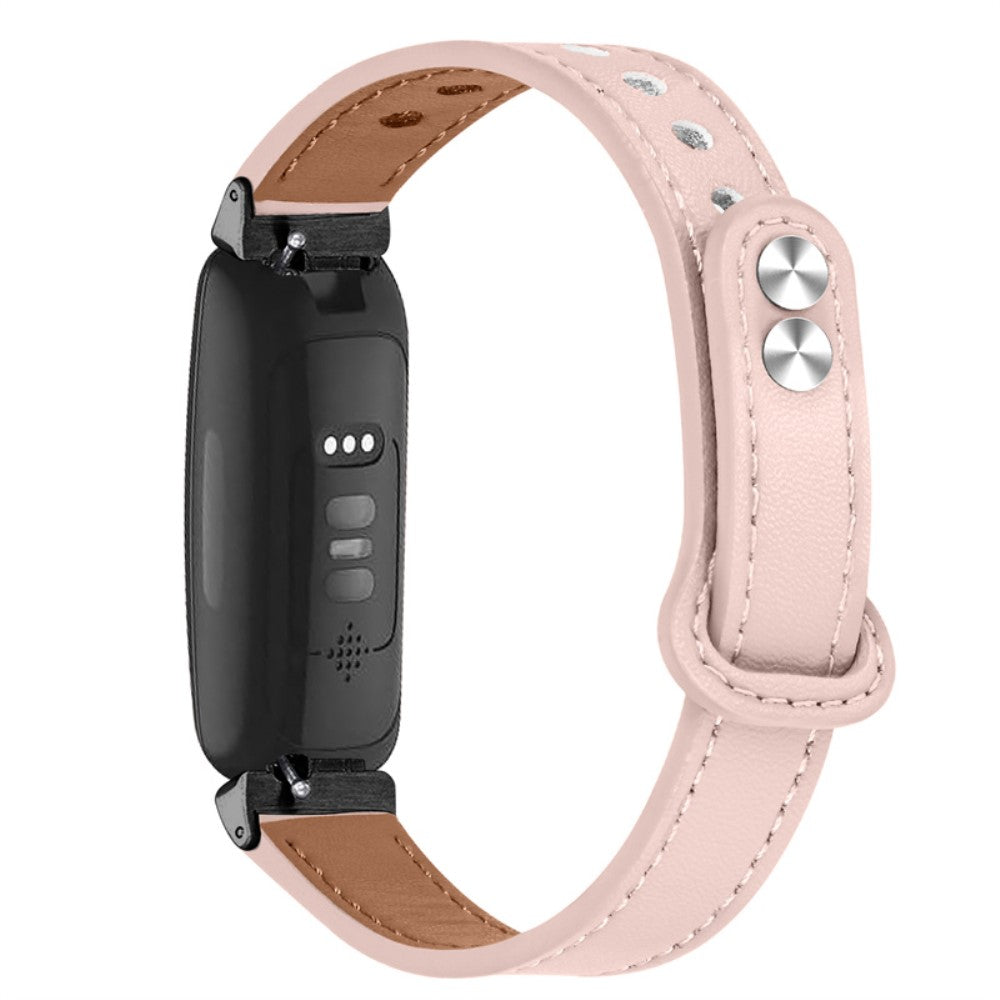 Fitbit Inspire 2 / Ace 2 cowhide leather watch strap with black connector - Light Pink
