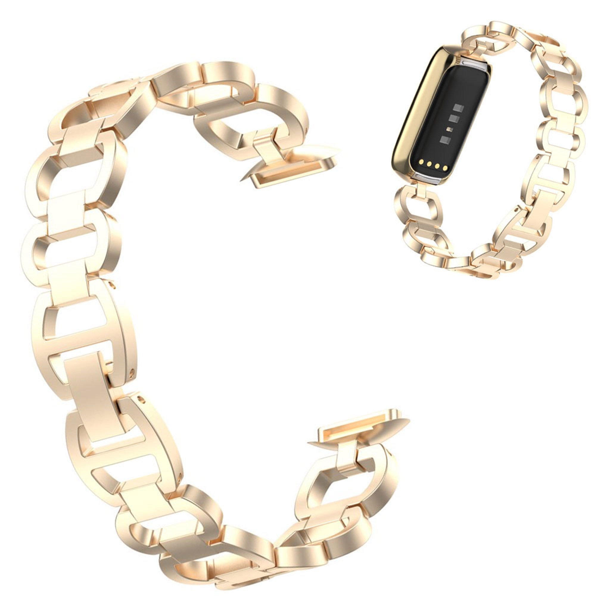 Stainless steel fashionable watch strap for Fitbit Luxe - Champagne Gold