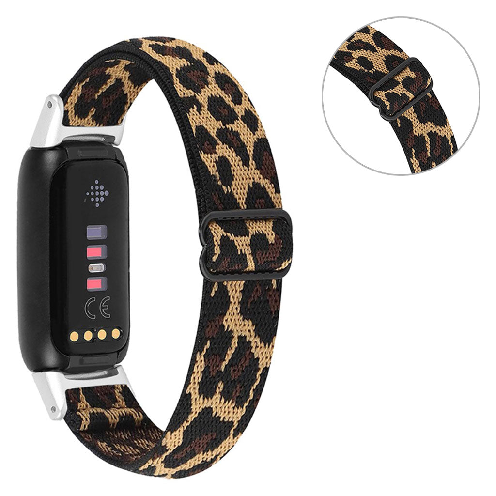Nylon elastic watch strap for Fitbit Luxe - Leopard Print
