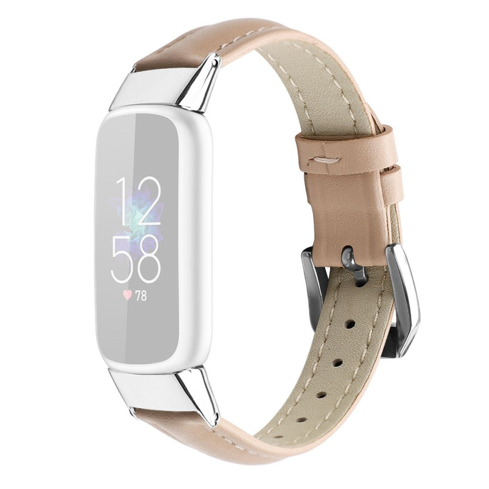 Fitbit Luxe genuine leather watch strap - Pink / Size: L