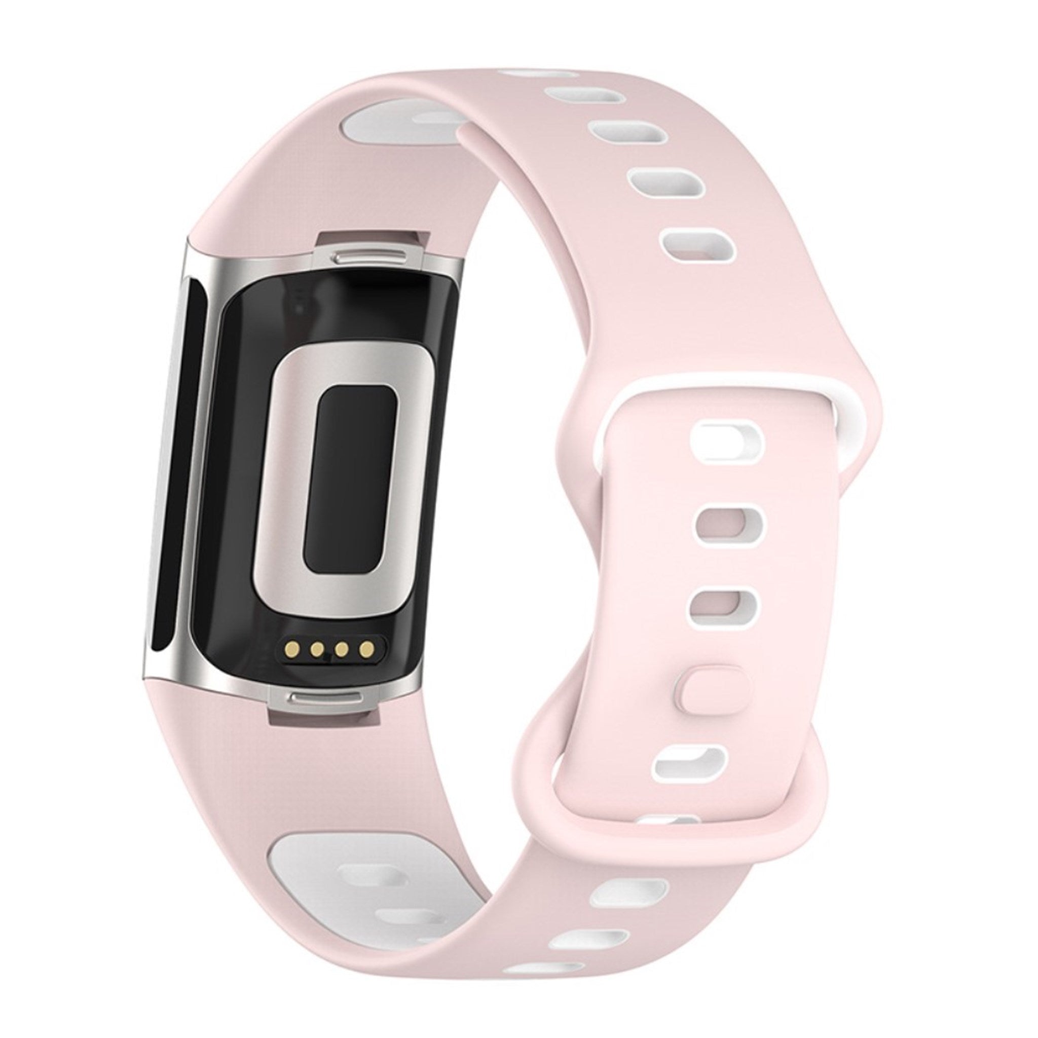 Fitbit Charge 5 dual color silicone watch strap - Pink / White