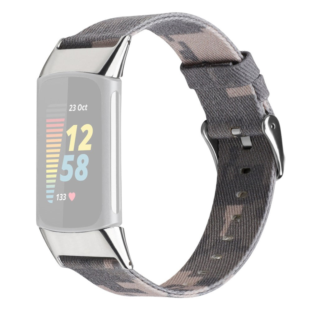 Nylon texture watch strap for Fitbit Charge 5 - Camouflage / Size: S