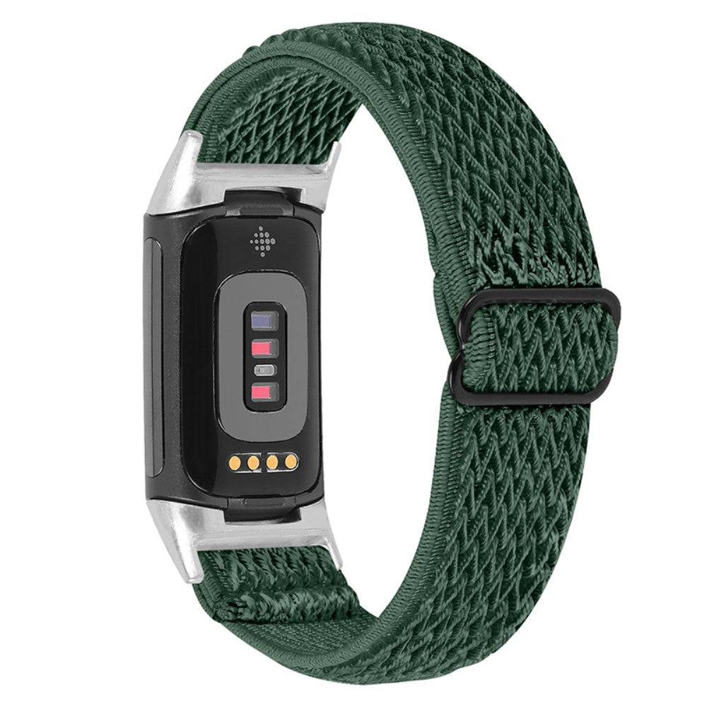 Fitbit Charge 5 elastic nylon watch strap - Army Green