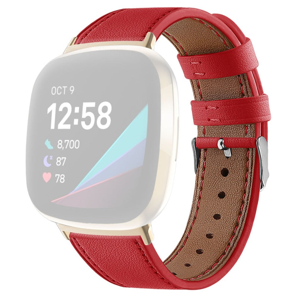 Genuine leather watch strap Fitbit Sense 2 / Versa 4 - Red