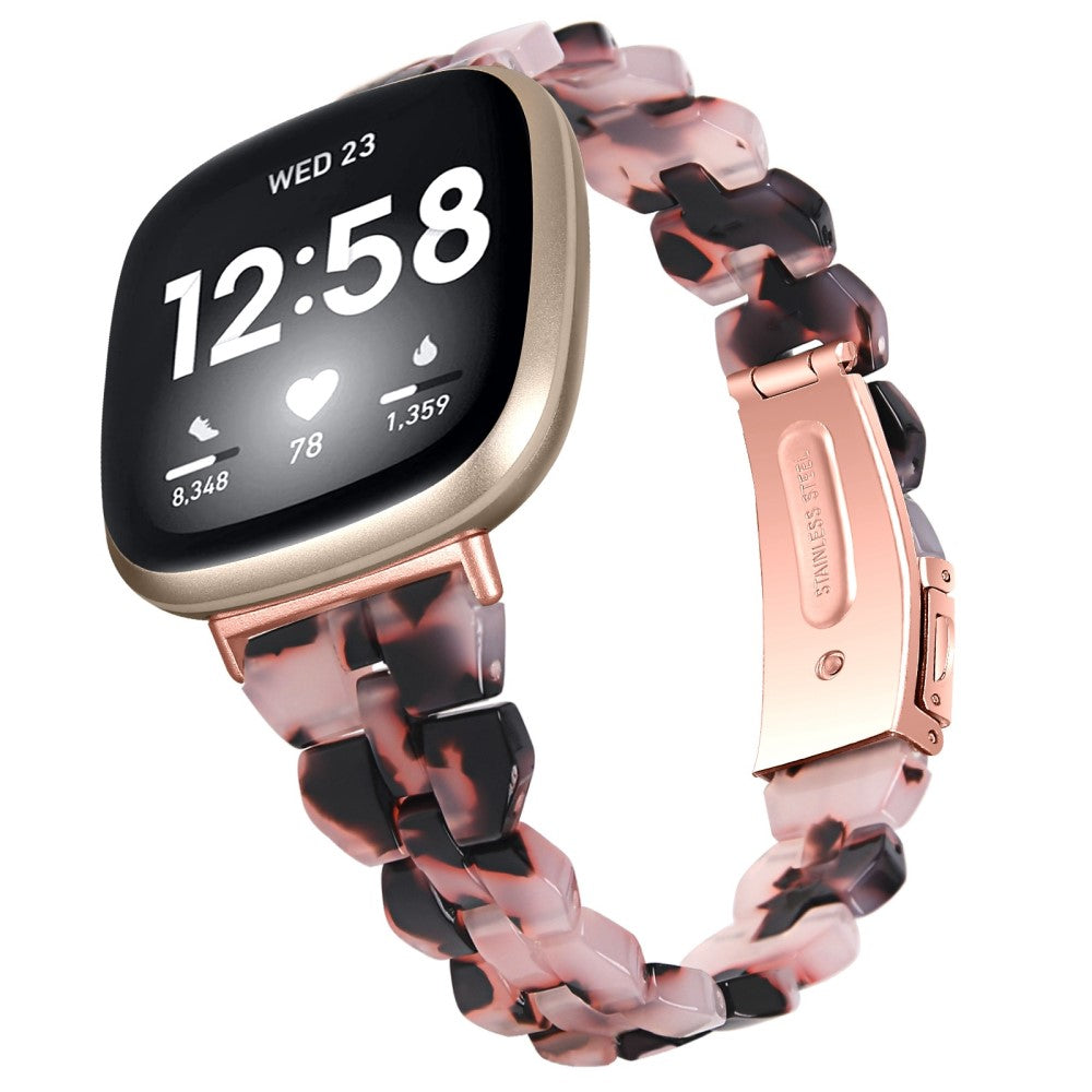 Fitbit Sense 2 / Versa 4 resin style watch strap - Pink / Black